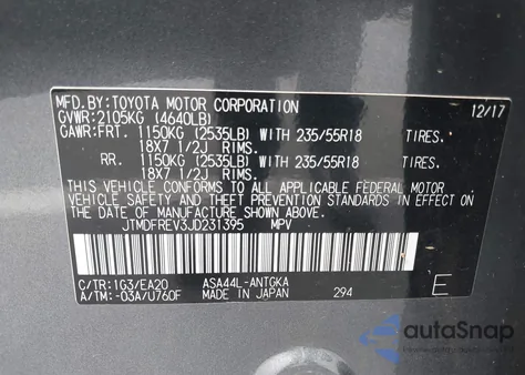 2018 Toyota Rav4 Limited from USA, damaged, VIN JTMDFREV3JD231395